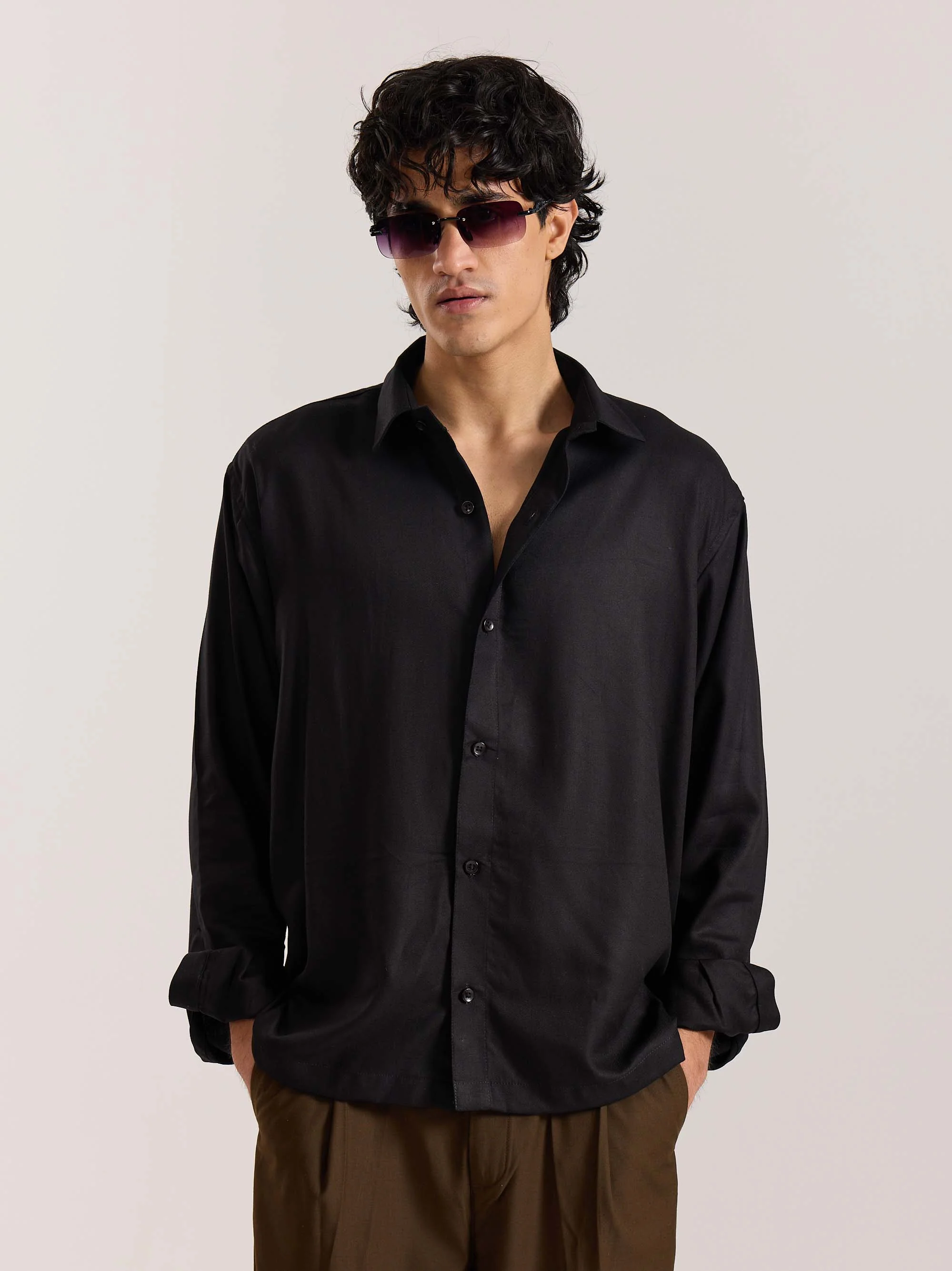 Black Drape Shirt - Image 2
