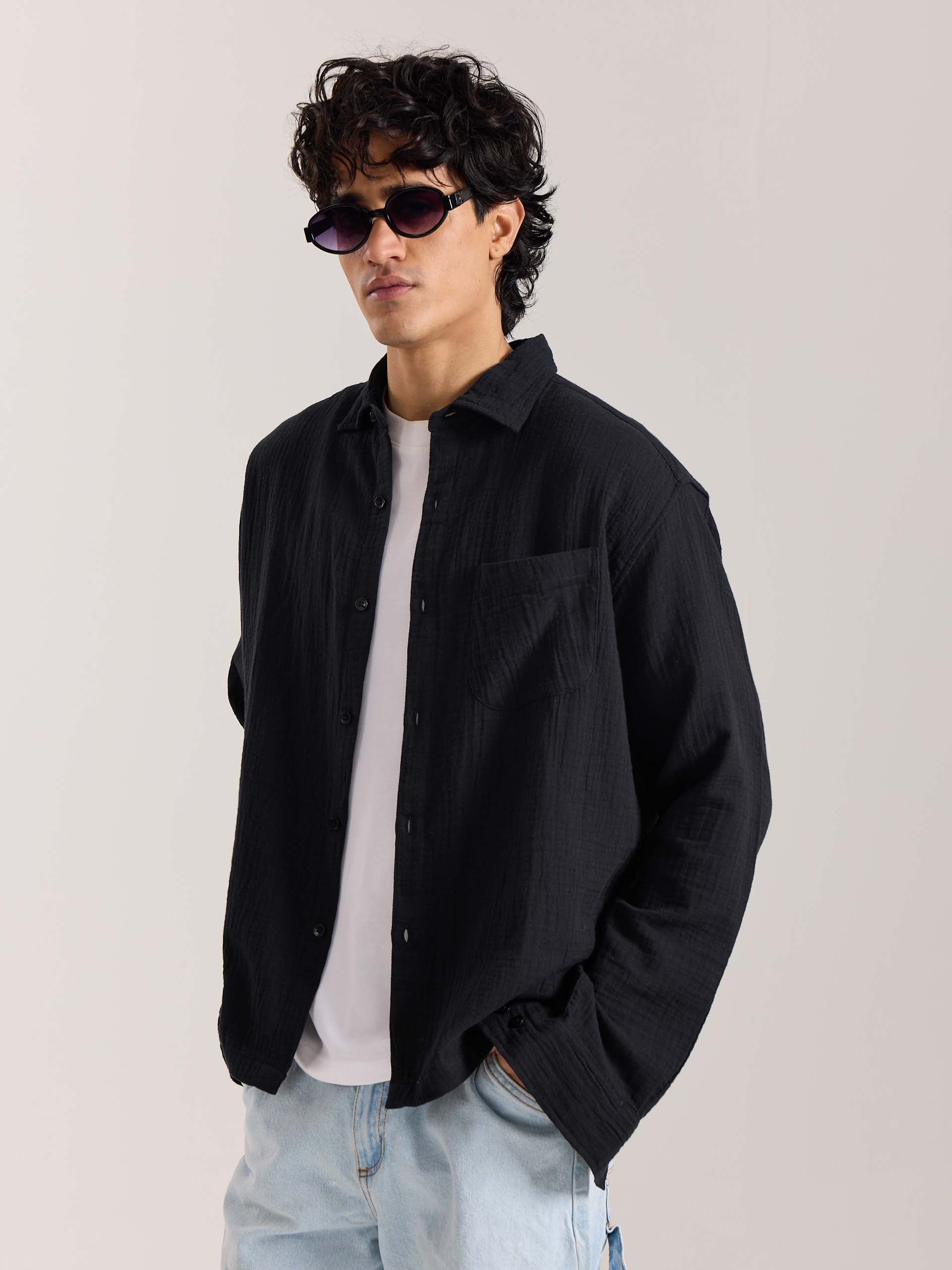 Black Gauze Holiday Shirt - Image 4