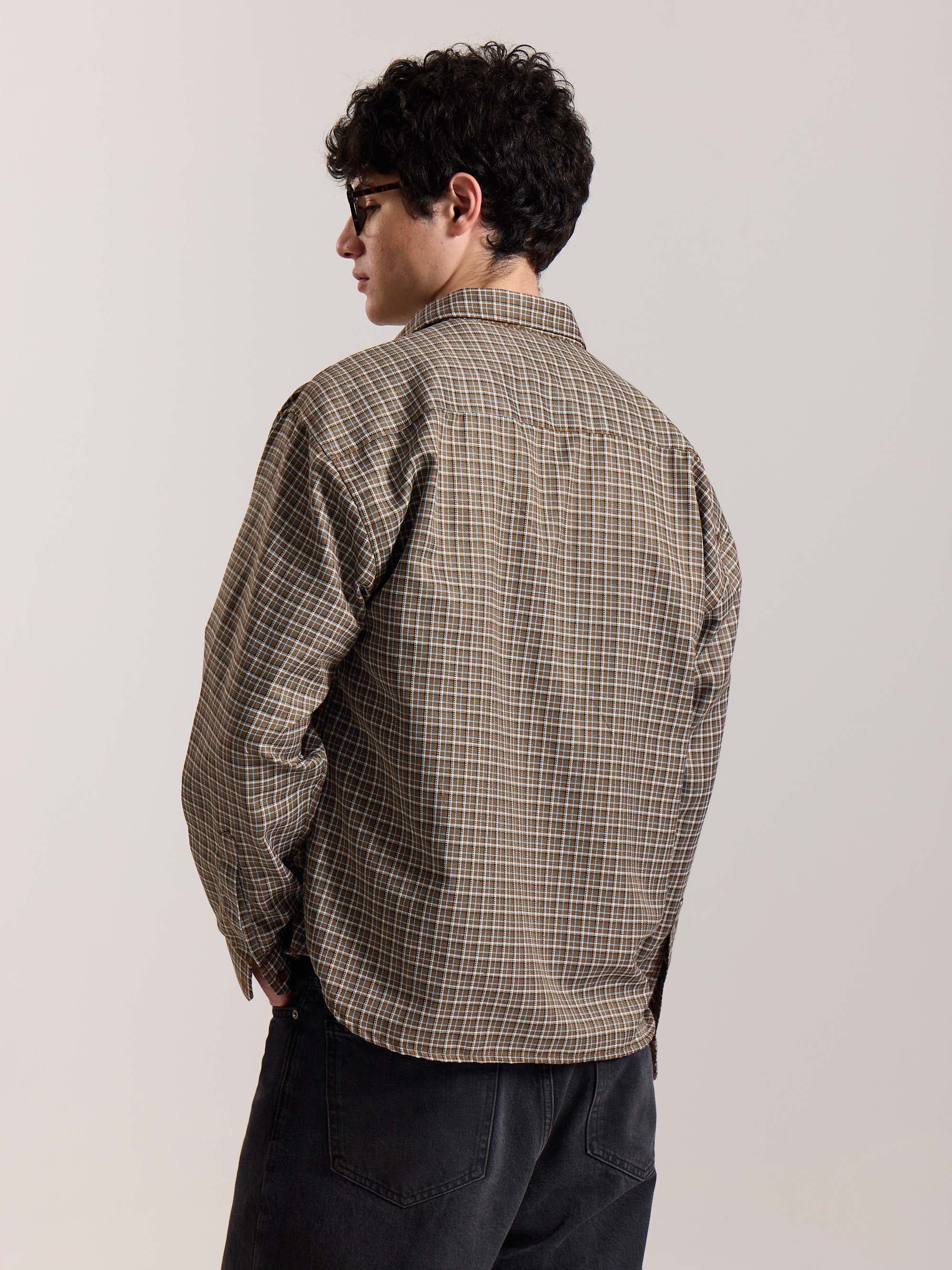 Brown Checkered Oversized Cropped Shirt - Image 8