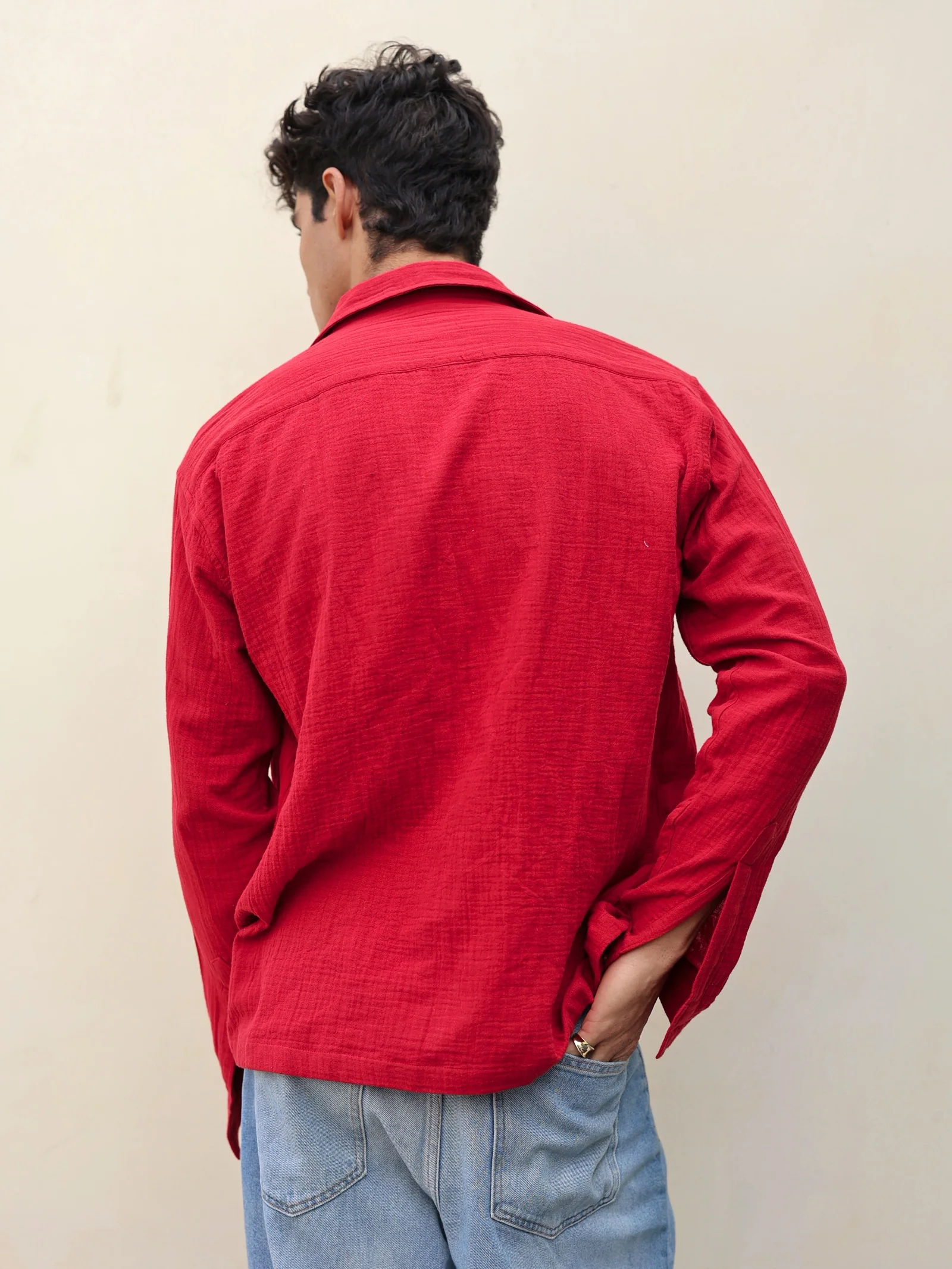 Cherry Red Gauze Holiday Shirt ( Pre-Order ) - Image 6