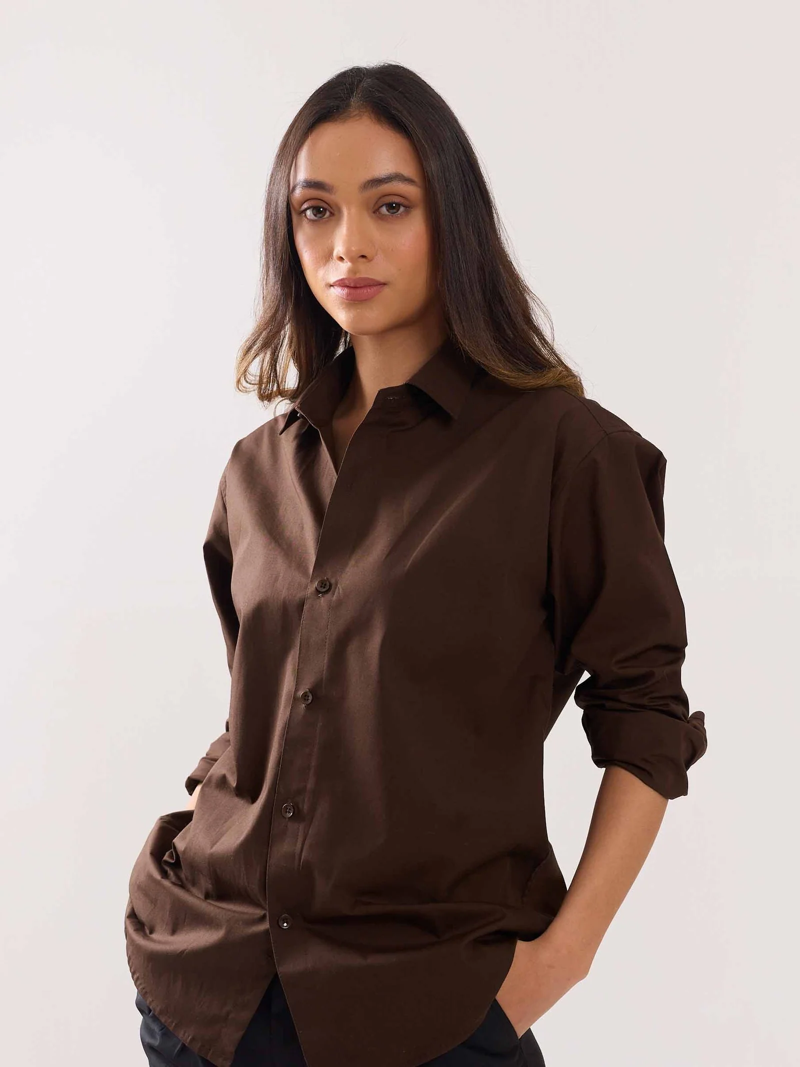Coffee Brown Poplin Shirt - Image 6