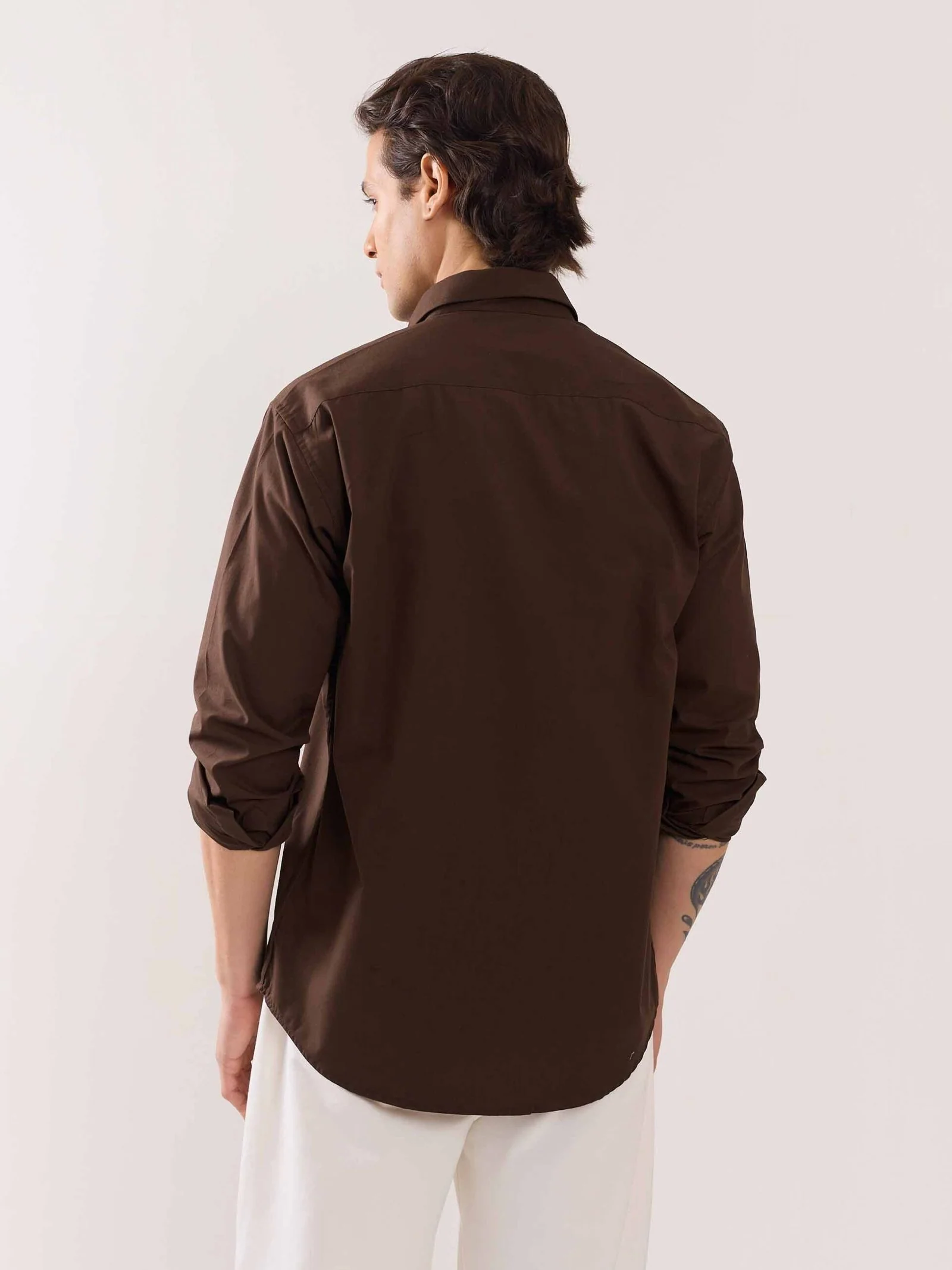 Coffee Brown Poplin Shirt - Image 8