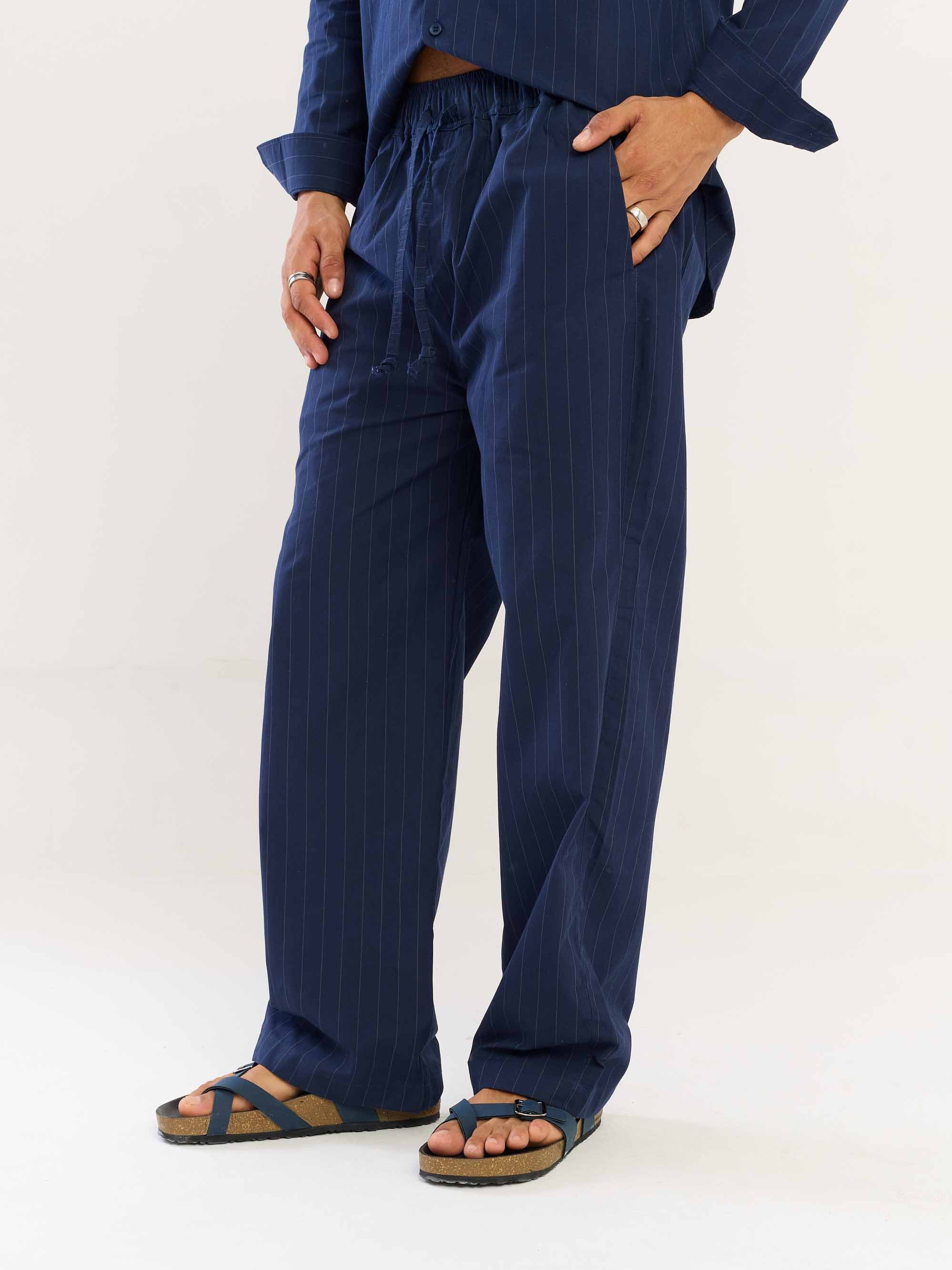Navy Blue Pinstriped Pull-on Pants - Image 4