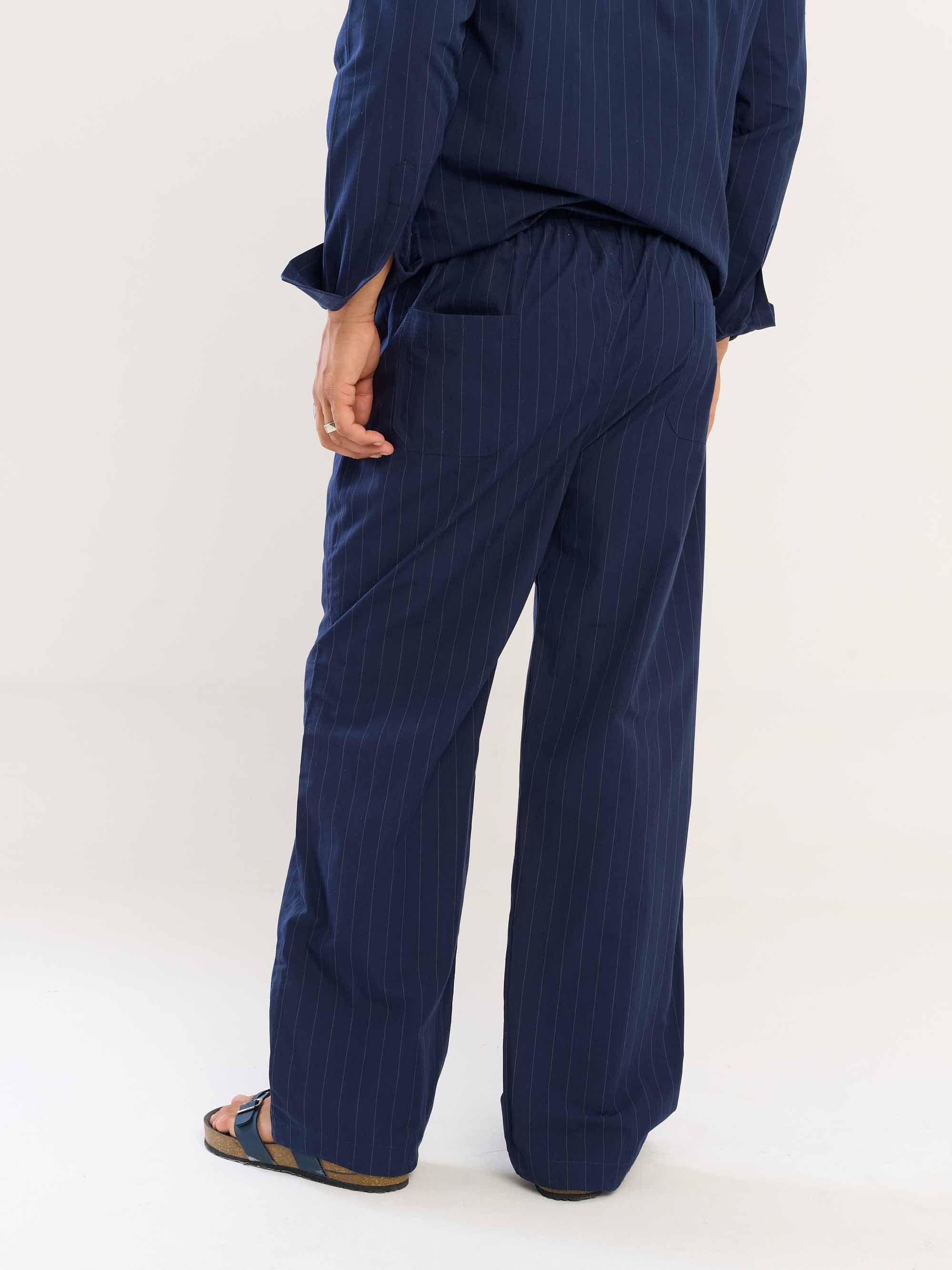Navy Blue Pinstriped Pull-on Pants - Image 8