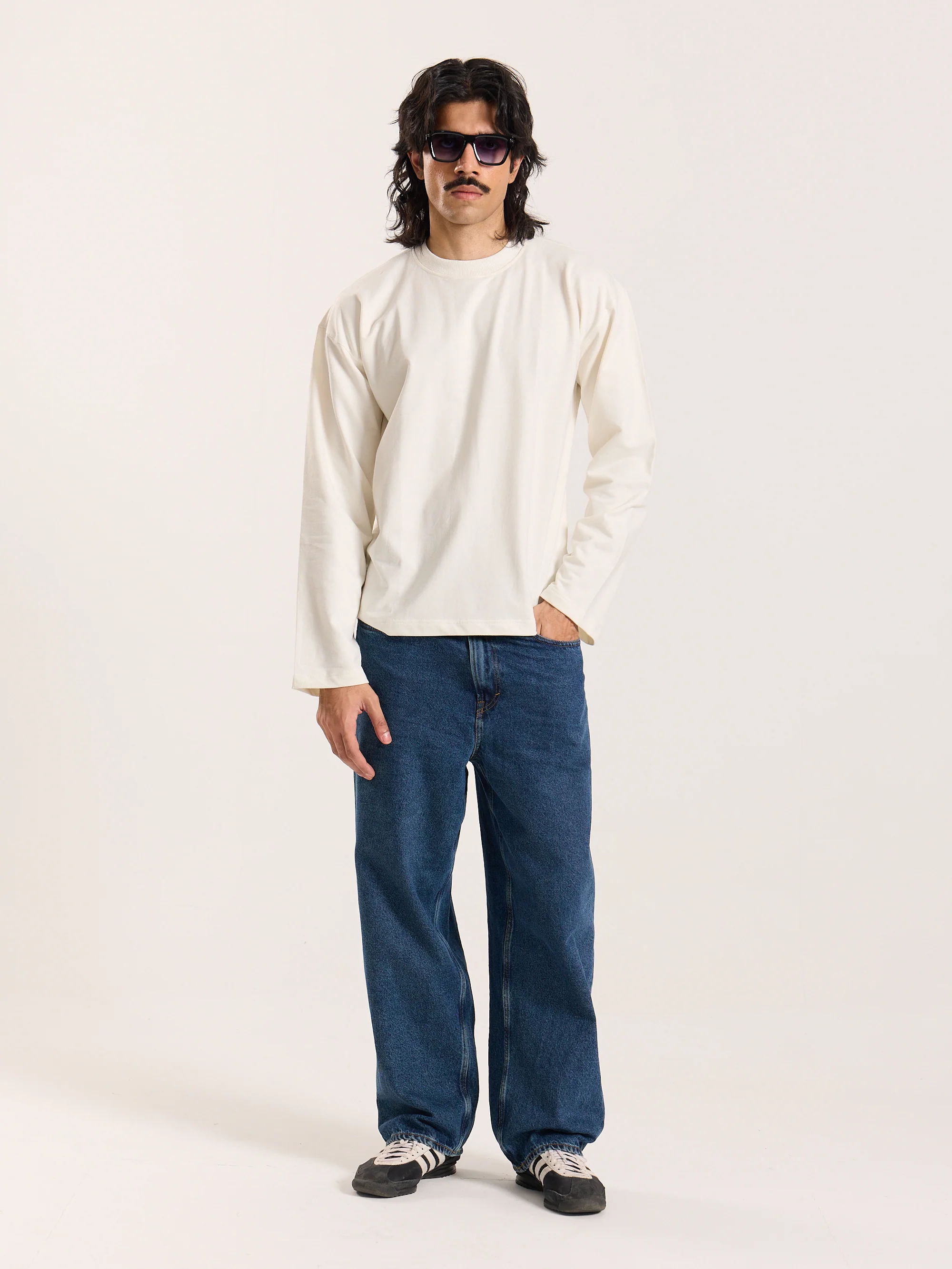 Off-White Loose Fit Cropped T-Shirt