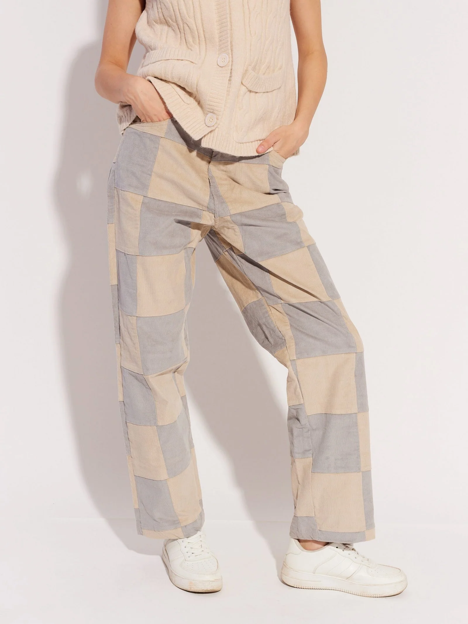 Patchwork Corduroy Trousers - Image 5
