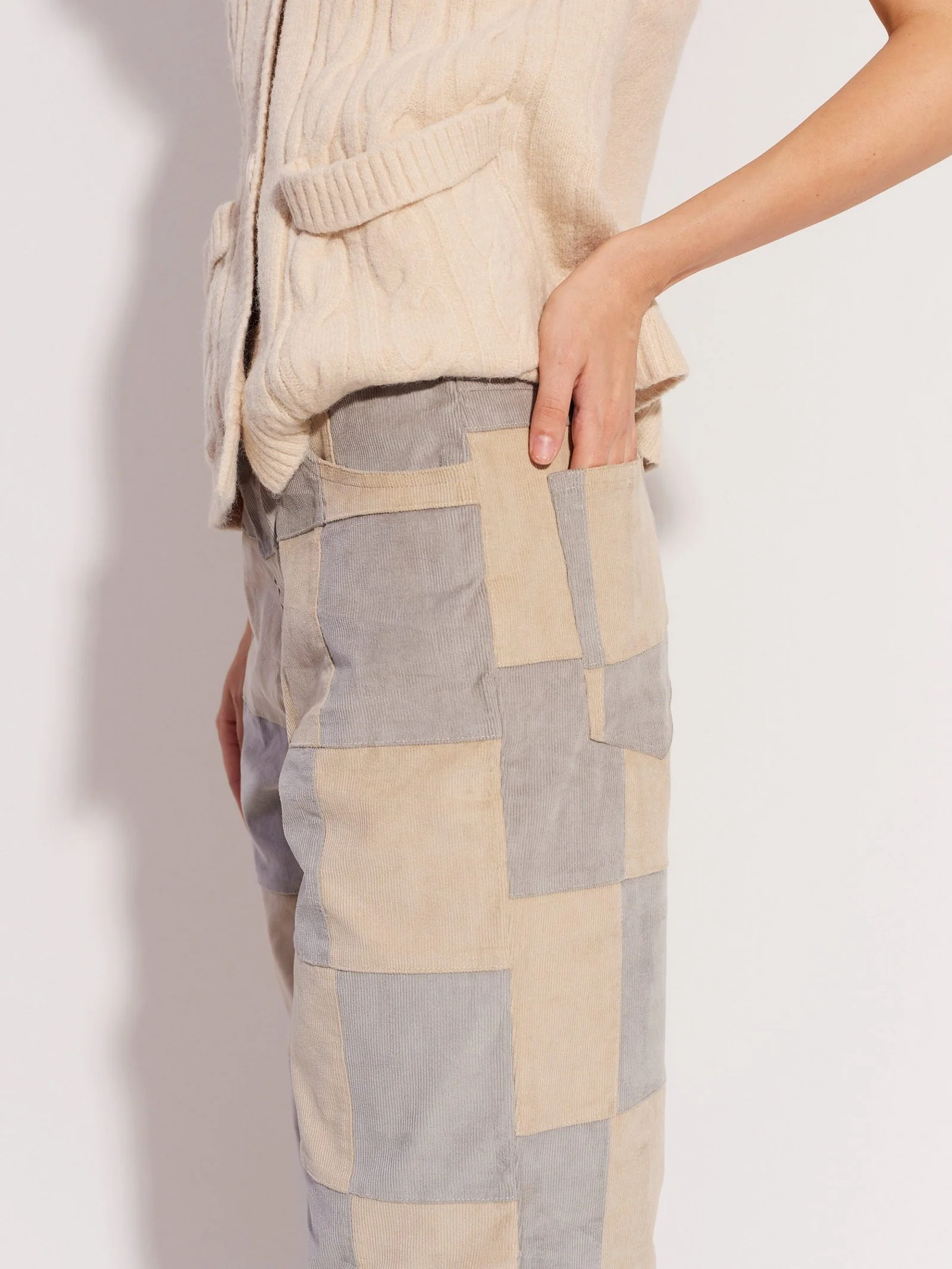 Patchwork Corduroy Trousers - Image 6