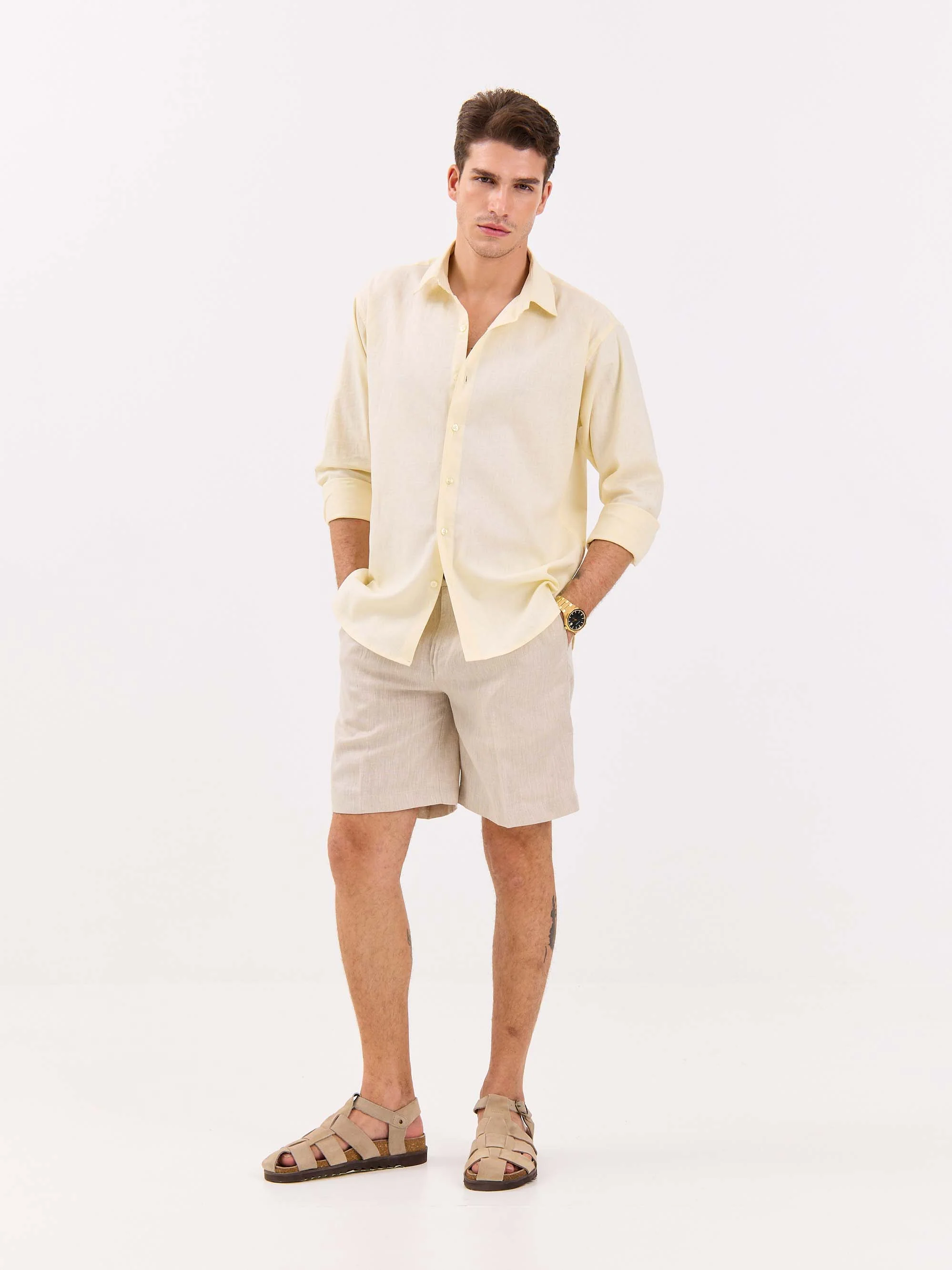 Powder Yellow Linen-blend Shirt - Image 4