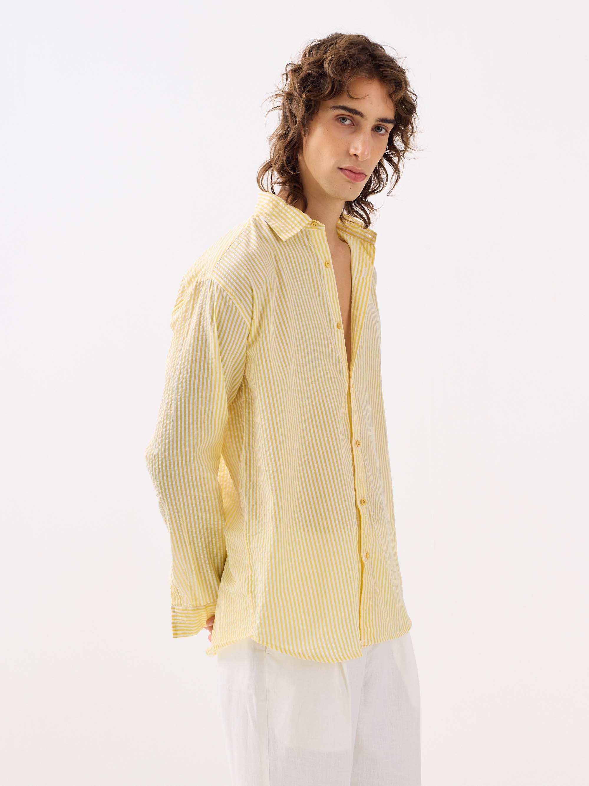 Yellow Striped Seersucker Shirt - Image 4